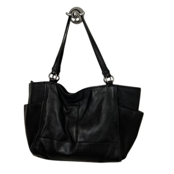 Coach Black Pebbled Leather Park Tote Shoulder Bag Career Utility Designer - Picture 4 of 13